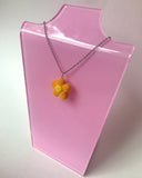 Orange Needle Felt Flower Necklace Choker 16"