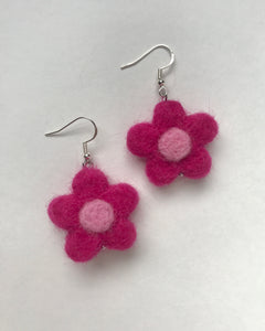 Magenta Needle Felt Earrings