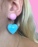 Resin Heart Drop Stud Earrings