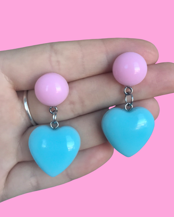 Resin Heart Drop Stud Earrings