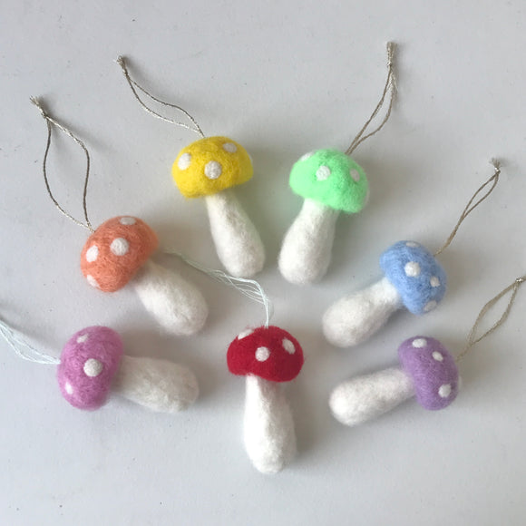 Colorful Felted Mushroom Ornaments