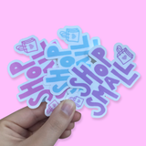 Mixed Pack of 12 Shop Small Waterproof Vinyl Stickers