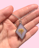 Flower in Resin With Purple Necklace