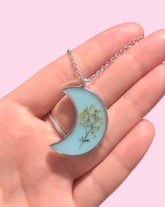 Lady's Bedstraw in Resin With Blue Necklace