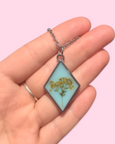 Lady's Bedstraw in Resin With Blue Necklace