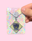 Pansy in Resin With Yellow Necklace