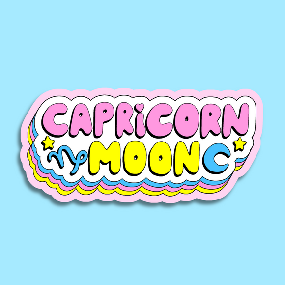 Capricorn Moon Waterproof Vinyl Sticker