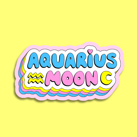Aquarius Moon Waterproof Vinyl Sticker